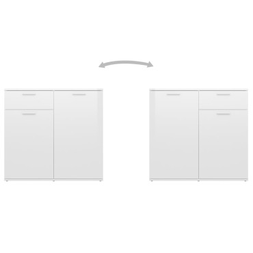 vidaXL Ντουλάπι με Συρτάρι Γυαλιστερό Λευκό 80x36x75cm Επεξ. Ξύλο 1 τεμ.