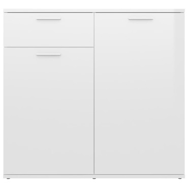 vidaXL Ντουλάπι με Συρτάρι Γυαλιστερό Λευκό 80x36x75cm Επεξ. Ξύλο 1 τεμ.