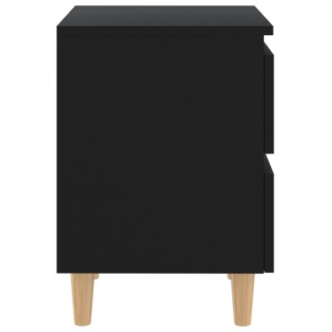 vidaXL Κομοδίνο Μαύρο 40x35x50cm με Πόδια από Μασίφ Ξύλο Πεύκου 1 τεμ.
