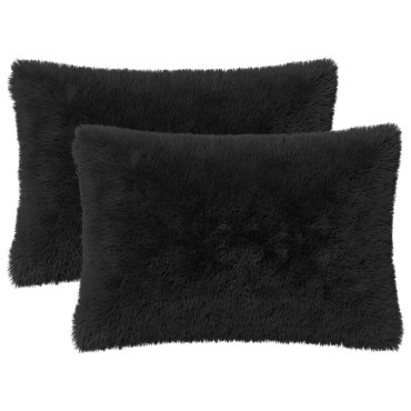 vidaXL Κάλυμμα Μαξιλαριού 2 pcs HEERLEN Μαύρο 40 x 60 cm PV Φλίς
