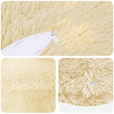 vidaXL Κάλυμμα Μαξιλαριού 2 pcs HEERLEN Κρεμ Ø 50 cm PV Φλίς