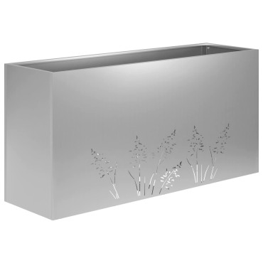 vidaXL Γλάστρα Κήπου Ασημί 100 x 20 x 49 εκ Γαλβανισμένος Χάλυβας