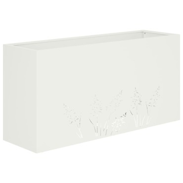 vidaXL Γλάστρα Κήπου Λευκό 100 x 20 x 49 εκ Ψυχρής έλασης χάλυβας