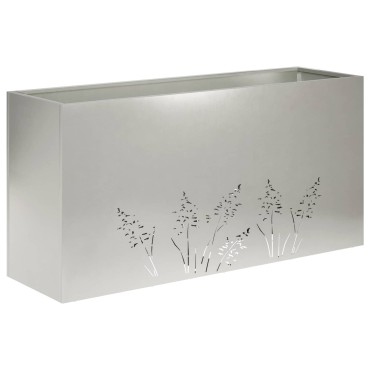 vidaXL Γλάστρα Κήπου Ασημί 100 x 20 x 49 εκ Ανοξείδωτο Ατσάλι
