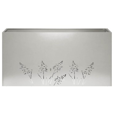 vidaXL Γλάστρα Κήπου Ασημί 100 x 20 x 49 εκ Ανοξείδωτο Ατσάλι