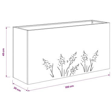 vidaXL Γλάστρα Κήπου Ασημί 100 x 20 x 49 εκ Ανοξείδωτο Ατσάλι