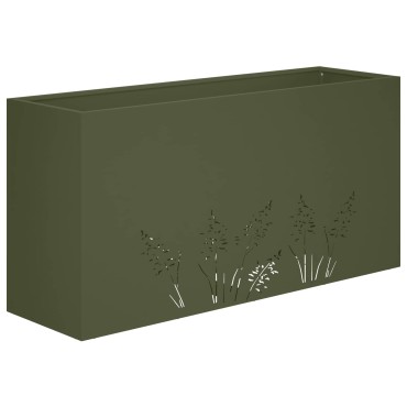 vidaXL Γλάστρα Κήπου Λαδί 100 x 20 x 49 εκ Ψυχρής έλασης χάλυβας