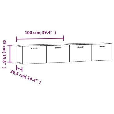 vidaXL Ντουλάπια Τοίχου 2 τεμ. Γκρι Σκυρ. 100x36,5x35cm Επεξ. Ξύλο