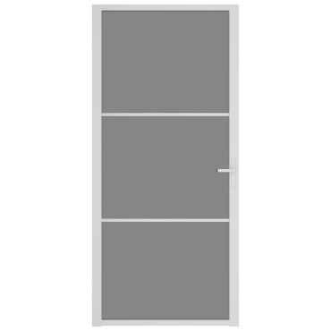 vidaXL Εσωτερική Πόρτα 93x201,5 εκ. Λευκό ESG Γυαλί και Αλουμίνιο