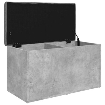 vidaXL Παγκάκι Αποθήκευσης Γκρι Σκυροδεμ. 82x42x45cm Επεξεργ. Ξύλο 1 τεμ.