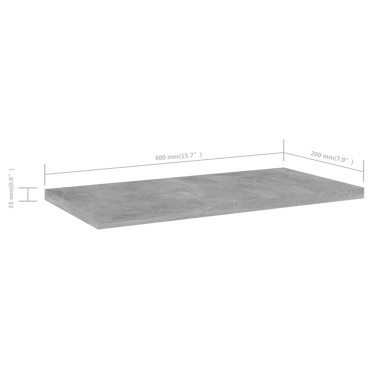 vidaXL Ράφια Βιβλιοθήκης 4 τεμ. Γκρι Σκυροδ. 40x20x1,5cm Επεξ.Ξύλο