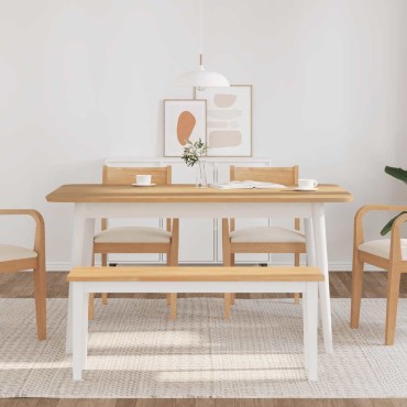Πάγκος vidaXL Λευκό μασίφ ξύλο καουτσούκ 110x30x45cm
