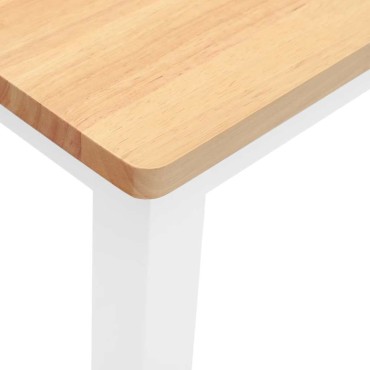 Πάγκος vidaXL Λευκό μασίφ ξύλο καουτσούκ 110x30x45cm