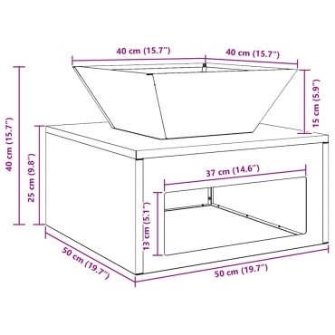 vidaXL Φωτιά Μαύρο 50 x 50 x 40 cm Ατσάλι