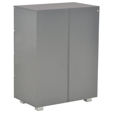 vidaXL Μπουφές Ψηλός Γυαλιστερός Γκρι 60x35x80cm Επεξ. Ξύλο 1 τεμ.