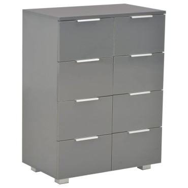 vidaXL Μπουφές Ψηλός Γυαλιστερός Γκρι 60x35x80cm Επεξ. Ξύλο 1 τεμ.