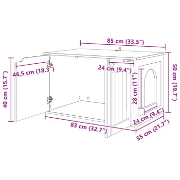 vidaXL Σπίτι Γάτας Σονόμα 85 x 55 x 50,5 εκ Επεξεργασμένο Ξύλο