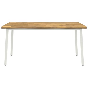 vidaXL Τραπέζι Φαγητού με Ζωντανό Χείλος 160x70x75cm Λευκό 1 τεμ.