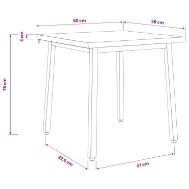 vidaXL 60x55x75cm Στερεό Ξύλο Ακακίας Λευκό και Μαύρο Ορθογώνιος