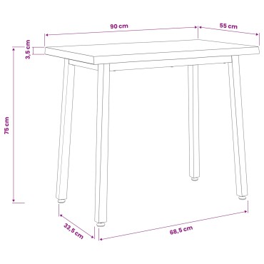 vidaXL 90x55x75cm Στερεό Ξύλο Ακακίας Λευκό και Μαύρο Ορθογώνιος