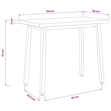 vidaXL 110x55x75cm Στερεό Ξύλο Ακακίας Σκούρο Καφέ και Λευκό
