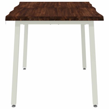 vidaXL 110x55x75cm Στερεό Ξύλο Ακακίας Σκούρο Καφέ και Λευκό