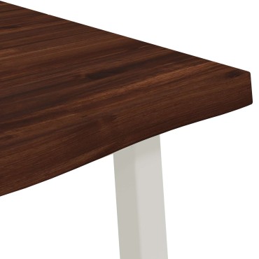 vidaXL 110x55x75cm Στερεό Ξύλο Ακακίας Σκούρο Καφέ και Λευκό