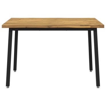 vidaXL 110x55x75cm Στερεό Ξύλο Ακακίας Λευκό και Μαύρο Ορθογώνιος