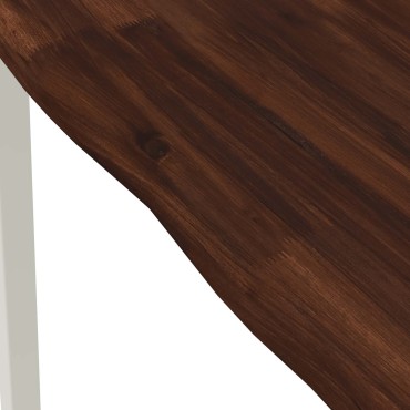 vidaXL 70x70x75cm Στερεό Ξύλο Ακακίας Σκούρο Καφέ και Λευκό
