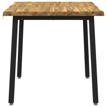 vidaXL 70x70x75cm Στερεό Ξύλο Ακακίας Λευκό και Μαύρο τετράγωνο