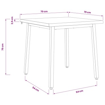 vidaXL 70x70x75cm Στερεό Ξύλο Ακακίας Λευκό και Μαύρο τετράγωνο