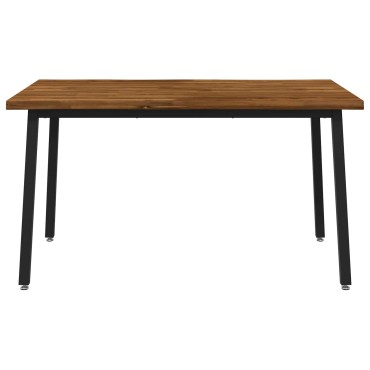 vidaXL 140x80x75cm Στερεό Ξύλο Ακακίας Φυσικό και Μαύρο