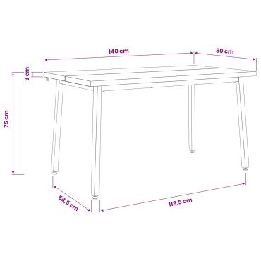 vidaXL 140x80x75cm Στερεό Ξύλο Ακακίας Φυσικό και Λευκό