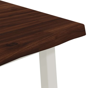 vidaXL 90x90x75cm Στερεό Ξύλο Ακακίας Σκούρο Καφέ και Λευκό