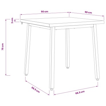 vidaXL 90x90x75cm Στερεό Ξύλο Ακακίας Λευκό τετράγωνο