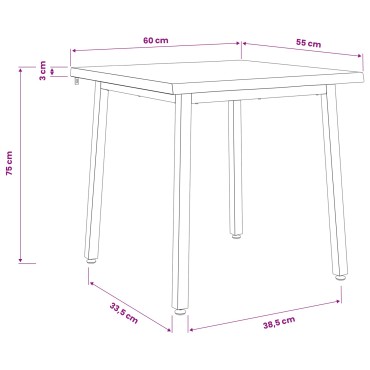 vidaXL 60x55x75cm Στερεό Ξύλο Ακακίας Σκούρο Καφέ και Λευκό