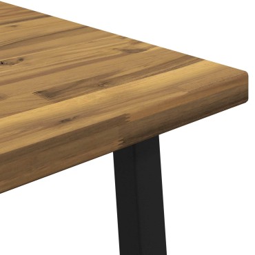 vidaXL 60x55x75cm Στερεό Ξύλο Ακακίας Λευκό και Μαύρο Ορθογώνιος
