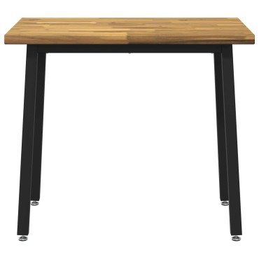 vidaXL 90x55x75cm Στερεό Ξύλο Ακακίας Λευκό και Μαύρο Ορθογώνιος