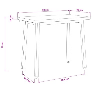 vidaXL 90x55x75cm Στερεό Ξύλο Ακακίας Λευκό και Μαύρο Ορθογώνιος