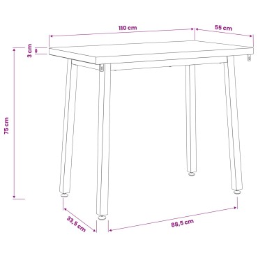 vidaXL 110x55x75cm Στερεό Ξύλο Ακακίας Φυσικό και Λευκό