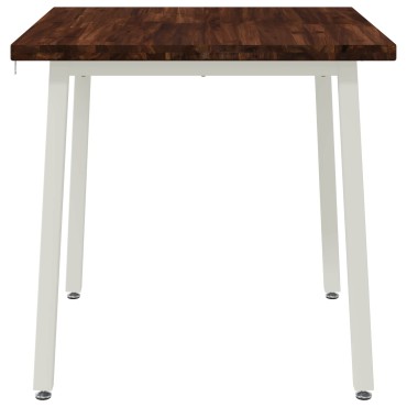vidaXL 70x70x75cm Στερεό Ξύλο Ακακίας Σκούρο Καφέ και Λευκό