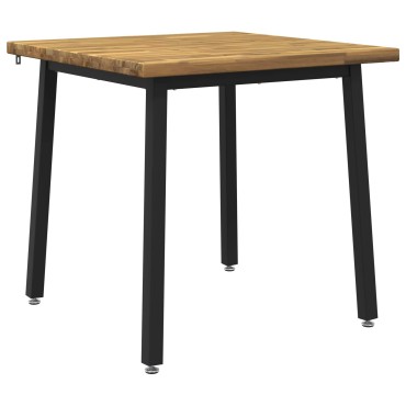 vidaXL 70x70x75cm Στερεό Ξύλο Ακακίας Λευκό και Μαύρο τετράγωνο