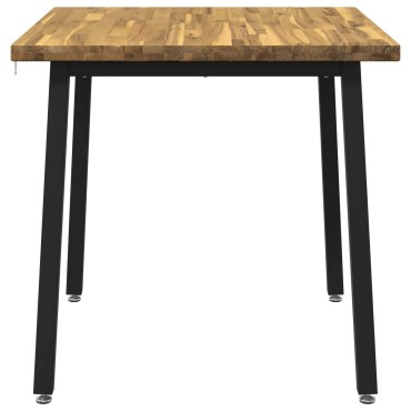 vidaXL 70x70x75cm Στερεό Ξύλο Ακακίας Λευκό και Μαύρο τετράγωνο