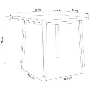 vidaXL 70x70x75cm Στερεό Ξύλο Ακακίας Λευκό και Μαύρο τετράγωνο