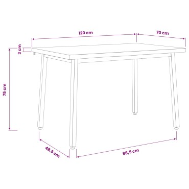 vidaXL 120x70x75cm Στερεό Ξύλο Ακακίας Σκούρο Καφέ και Λευκό