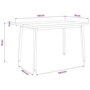 vidaXL 140x70x75cm Στερεό Ξύλο Ακακίας Φυσικό και Καφέ Ορθογώνιος