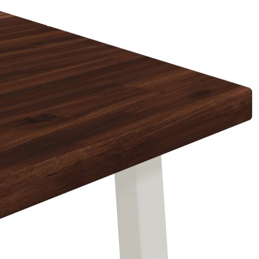vidaXL 120x80x75cm Στερεό Ξύλο Ακακίας Σκούρο Καφέ και Λευκό
