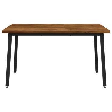 vidaXL 140x80x75cm Στερεό Ξύλο Ακακίας Φυσικό και Μαύρο