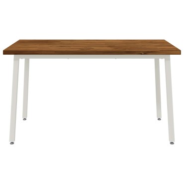 vidaXL 140x80x75cm Στερεό Ξύλο Ακακίας Φυσικό και Λευκό