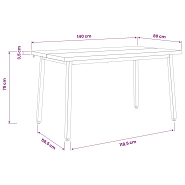 vidaXL 140x80x75cm Στερεό Ξύλο Ακακίας Φυσικό και Λευκό